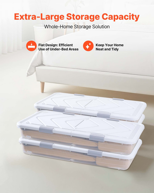 VEVOR Under Bed Storage with Wheels 31.7x15.6x6.9 In Rolling Storage Bags 4 Pack
