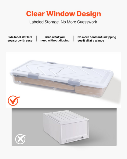 VEVOR Under Bed Storage with Wheels 39.8x20.1x5.9 In Rolling Storage Bags 2 Pack