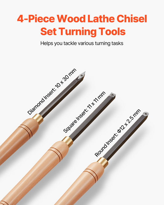 VEVOR 4PCS Wood Lathe Chisel Set HSS Turning Tools Storage Box Lathe Finisher