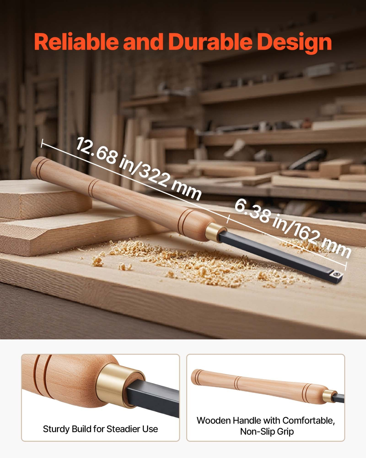 VEVOR 4PCS Wood Lathe Chisel Set HSS Turning Tools Storage Box Lathe Finisher