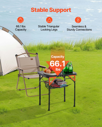 VEVOR 60cm Folding Portable Camping Table Aluminum Picnic Table Indoor Outdoor