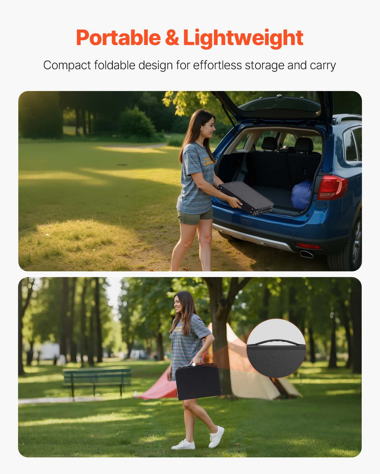 VEVOR 60cm Folding Portable Camping Table Aluminum Picnic Table Indoor Outdoor
