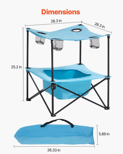VEVOR Folding Portable Camping Table Oxford Outdoor SquareTable 4 Cup Holders