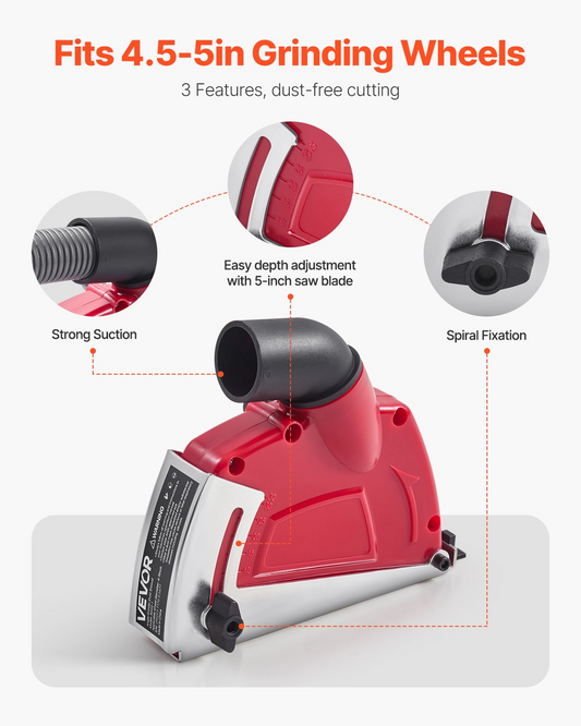 VEVOR Cutting Dust Shroud for Angle Grinders 4-5 in with 6 Clamping Washers