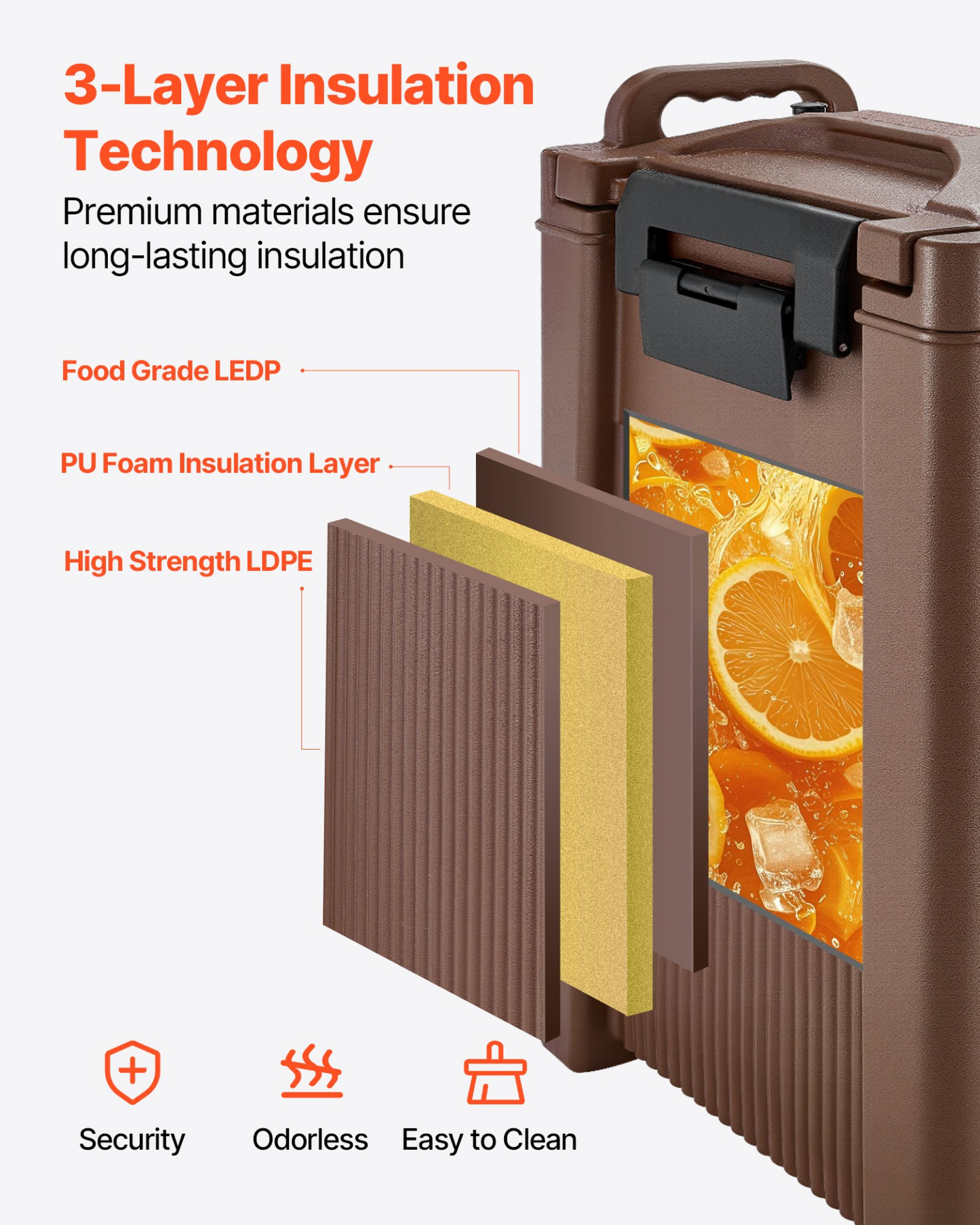 VEVOR Insulated Hot and Cold Beverage Dispenser 5Gal/19L Food-Grade Drink Server