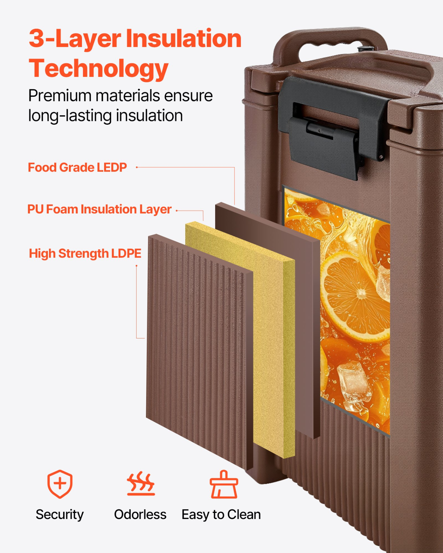 VEVOR Insulated Hot and Cold Beverage Dispenser 5Gal/19L Food-Grade Drink Server