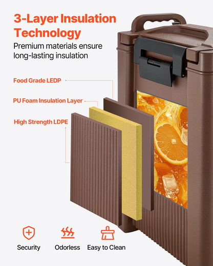 VEVOR Insulated Hot and Cold Beverage Dispenser 5Gal/19L Food-Grade Drink Server