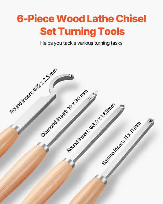 VEVOR 6PCS Wood Lathe Chisel Set HSS Turning Tools Storage Box Lathe Finisher