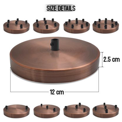 Multi Outlet 4 Hole Copper Ceiling Rose Black Drop Pendant 120x25mm~2880