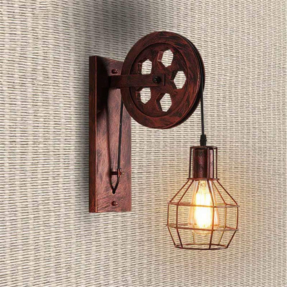 Retro Vintage Pulley Light Shade Wheel Ceiling Lifting Industrial  UK~2690