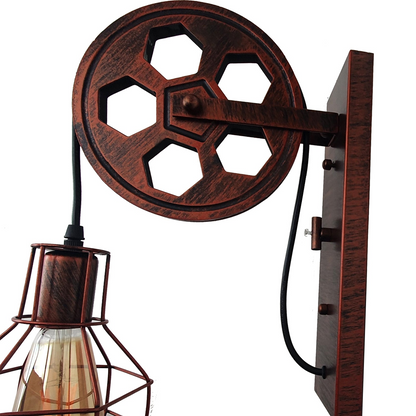 Retro Vintage Pulley Light Shade Wheel Ceiling Lifting Industrial  UK~2690