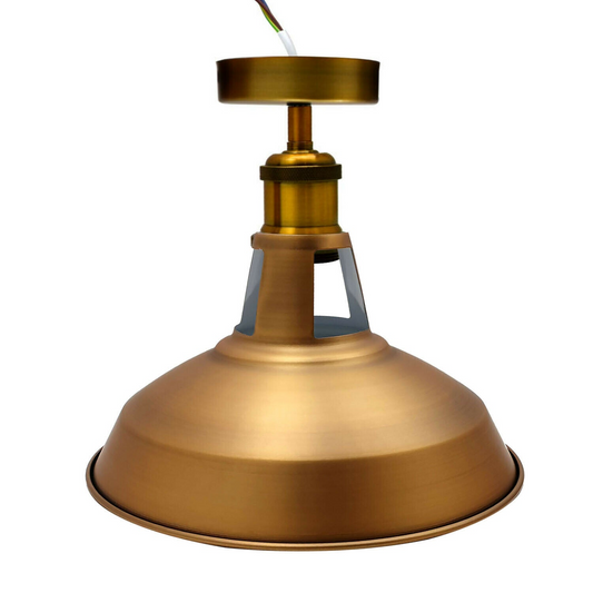 Modern Semi Flush Fittings Brushed Metal Lounge Ceiling light - Yellow Brass~2198