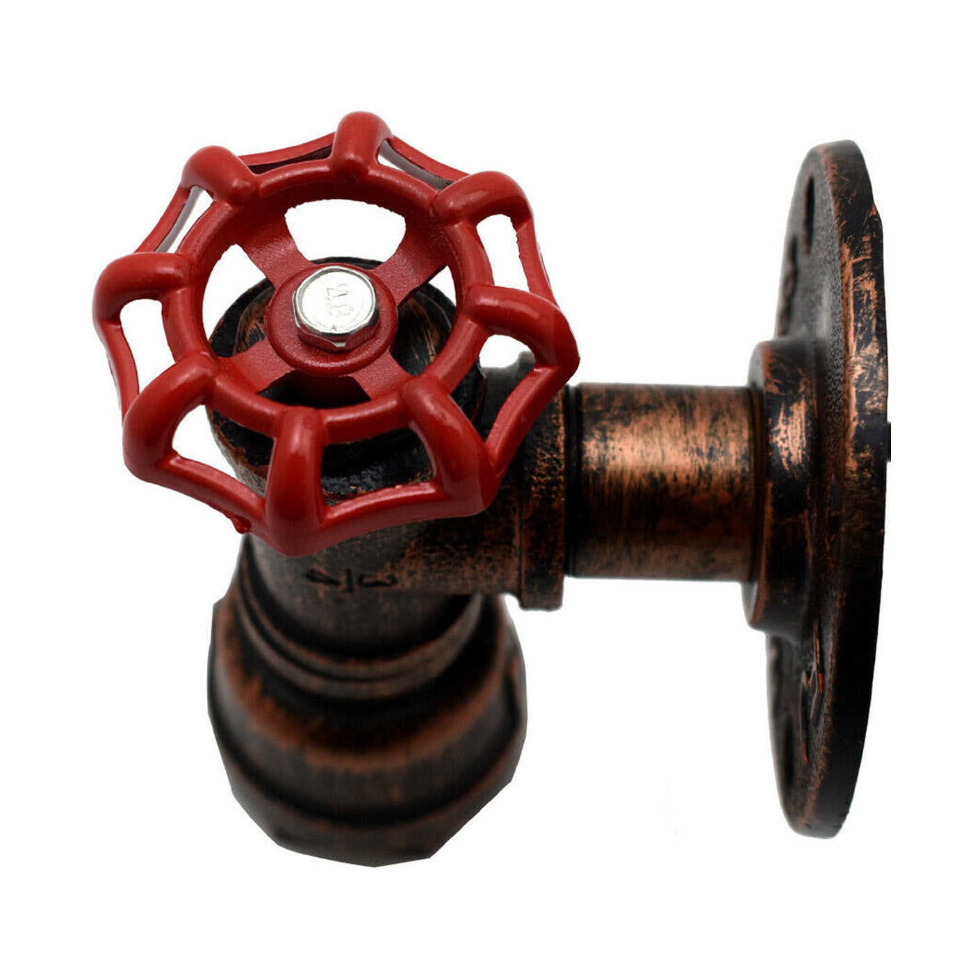 Vintage Rustic Red Metal Water Pipe Wall Sconce Light Holder with Wheel~2068