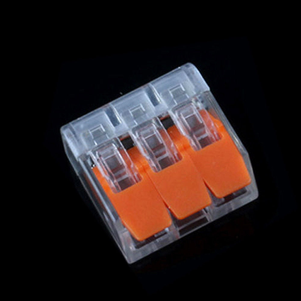 32A Spring Lever Push Fit Reusable 3 Way Wire Connectors ~2028