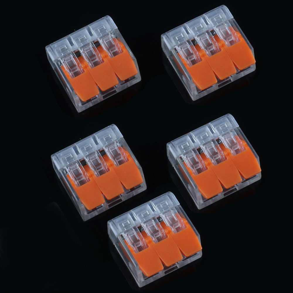 32A Spring Lever Push Fit Reusable 3 Way Wire Connectors ~2028