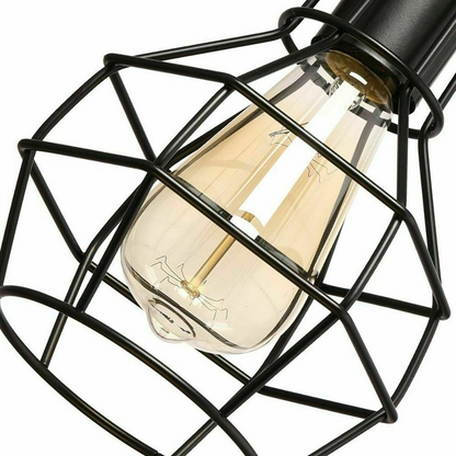 Black Spider Chandelier with Wire Cage 6 Out Let Pendant Light ~2018