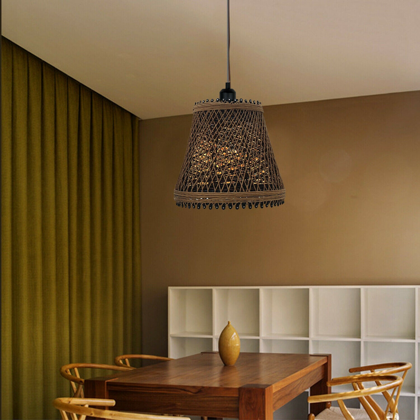 Rustic Woven Cage Pendant Light Industrial Metal Rope Pendant Lighting Fixture~1965