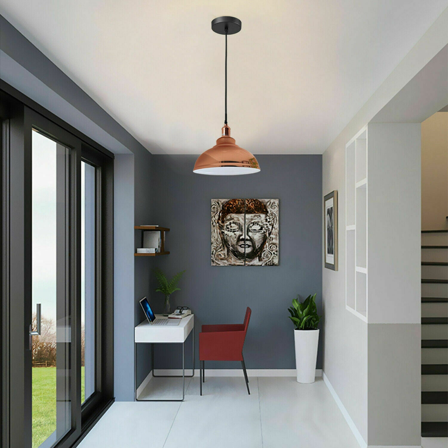 Metal Pendant Light - Rose Gold, E27 Base ~1932