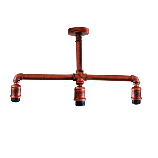 3 Head Vintage Loft Retro Industrial Lights Rust Metal Water Pipe Rustic Red~1860