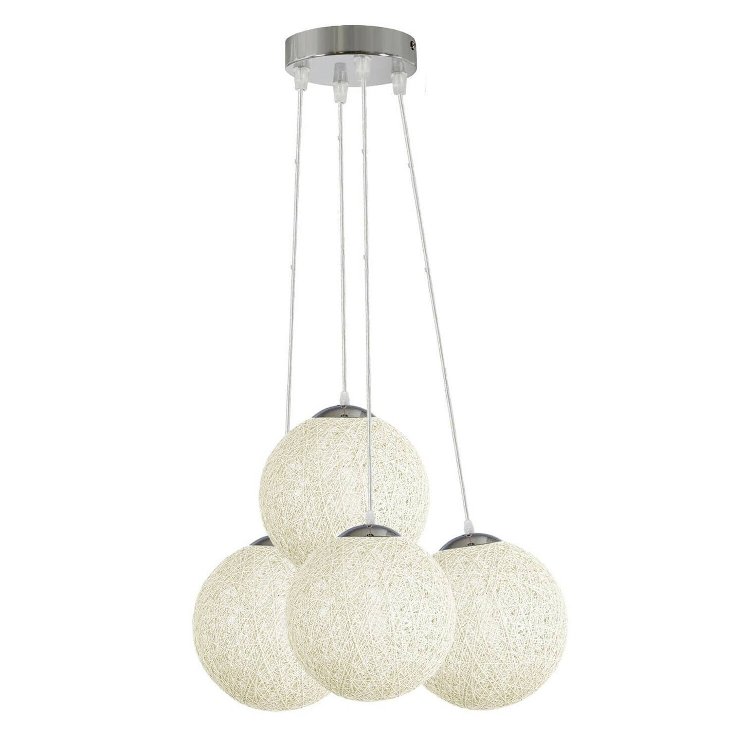White Rattan Wicker Woven Ball Globe Pendant Lampshade Four Outlet~1826