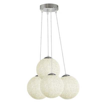 White Rattan Wicker Woven Ball Globe Pendant Lampshade Four Outlet~1826