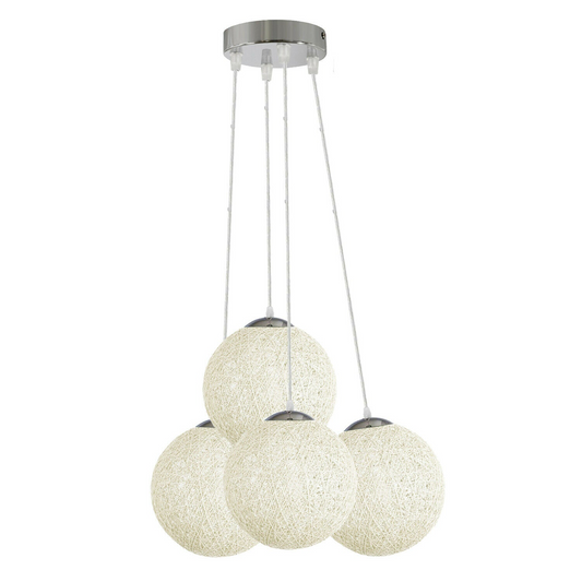 White Rattan Wicker Woven Ball Globe Pendant Lampshade Four Outlet~1826