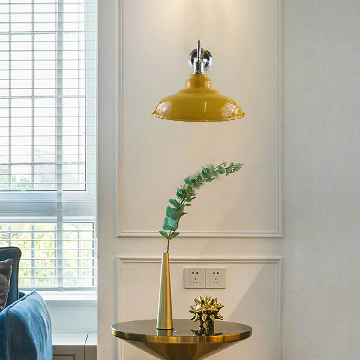 Yellow colour Modern Industrial Indoor Wall Light Fitting Painted Metal Lounge Lamp~1659