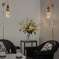 2m Plug with Dimmer Switch Fabric Flex Cable Plug In Pendant Pipe Light Set French Gold~1605