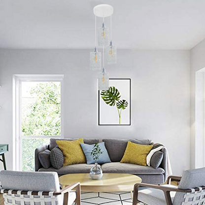 4 Out Let White Set Adjustable Hanging Pendant Ceiling Light E27 Base~1593