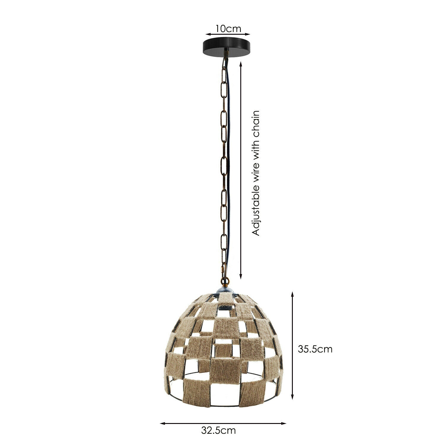 Dome Shape Ceiling Pendant Light Hemp Rope Hanging Light E27 Lamp Shade~1535