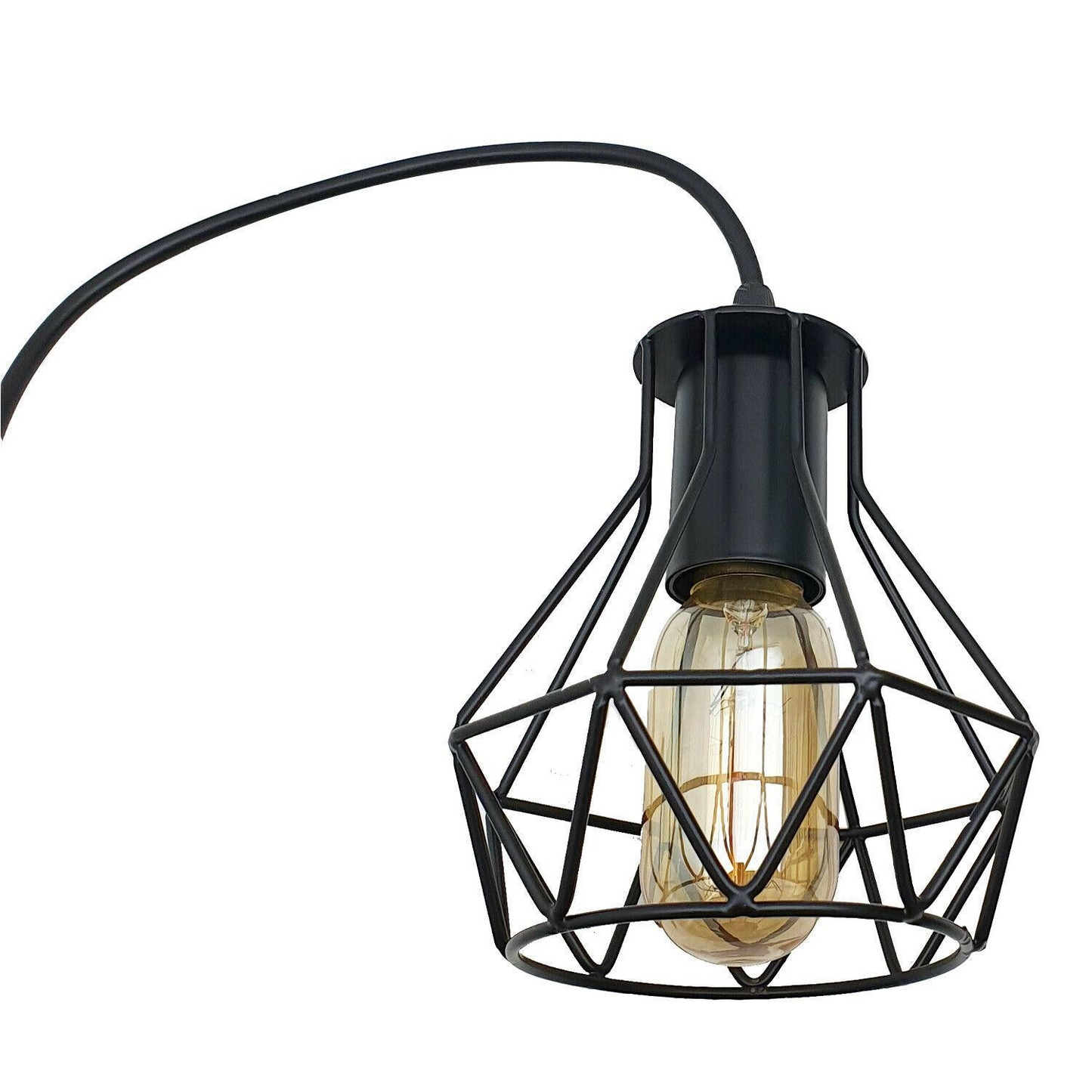 3 Head Rectangle Base Industrial Metal Cage Ceiling Pendant Light UK~1414