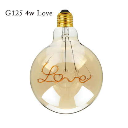 E27 LED Light Bulb G125 Love Filament Amber Glass Globe Warm White~1042