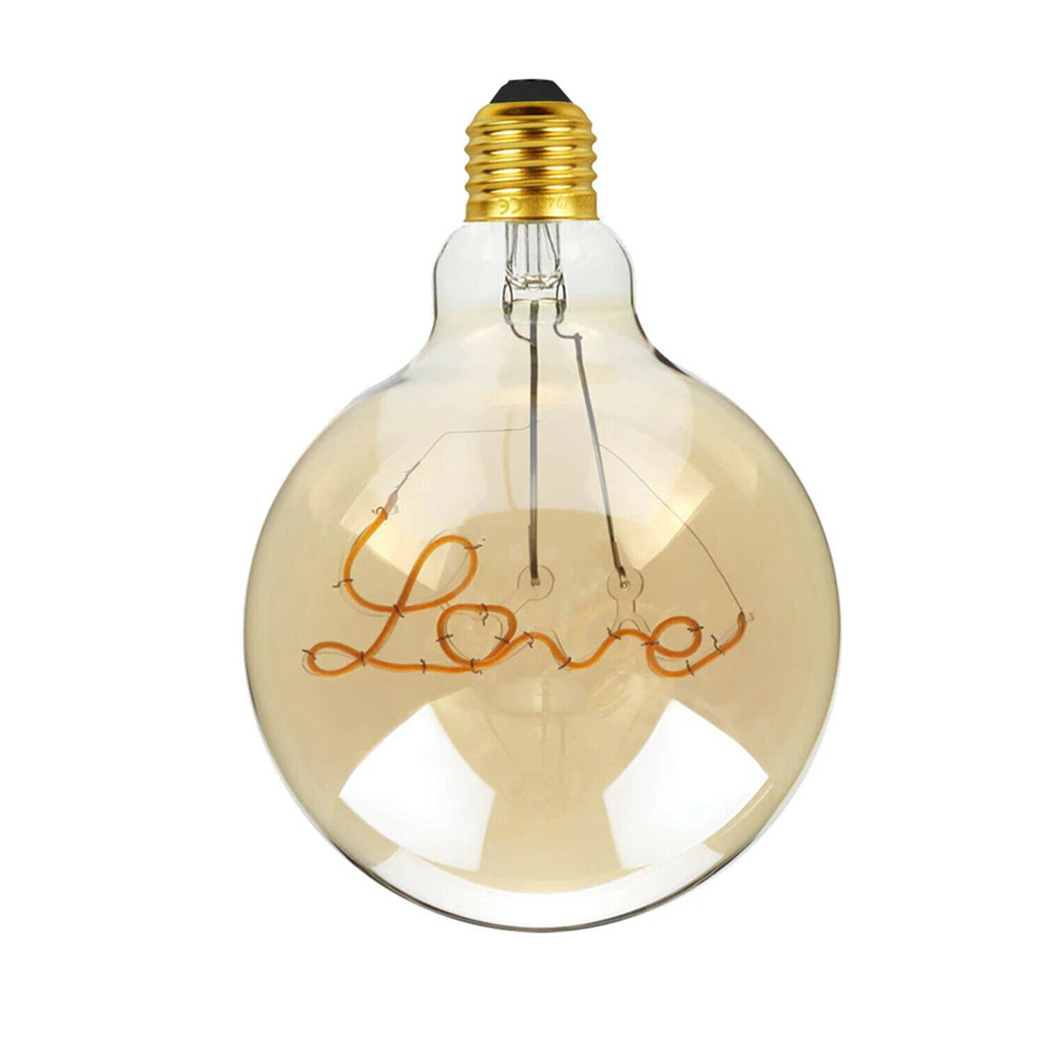 E27 LED Light Bulb G125 Love Filament Amber Glass Globe Warm White~1042