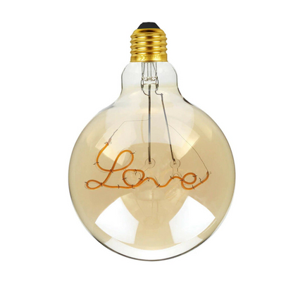 E27 LED Light Bulb G125 Love Filament Amber Glass Globe Warm White~1042
