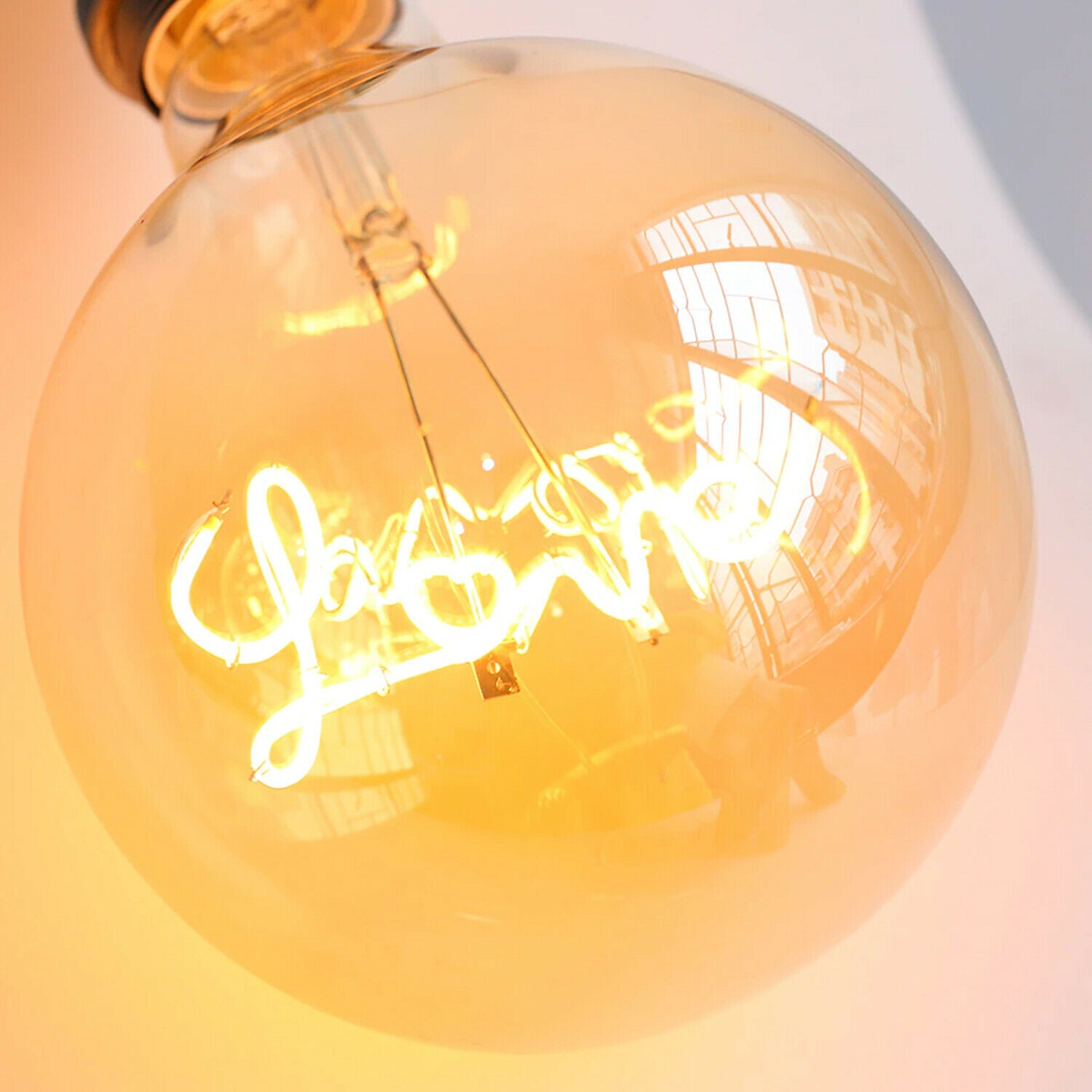 E27 LED Light Bulb G125 Love Filament Amber Glass Globe Warm White~1042