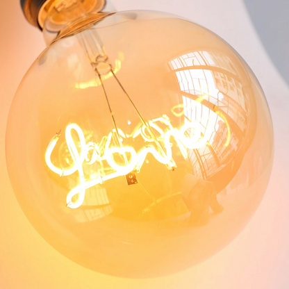 E27 LED Light Bulb G125 Love Filament Amber Glass Globe Warm White~1042