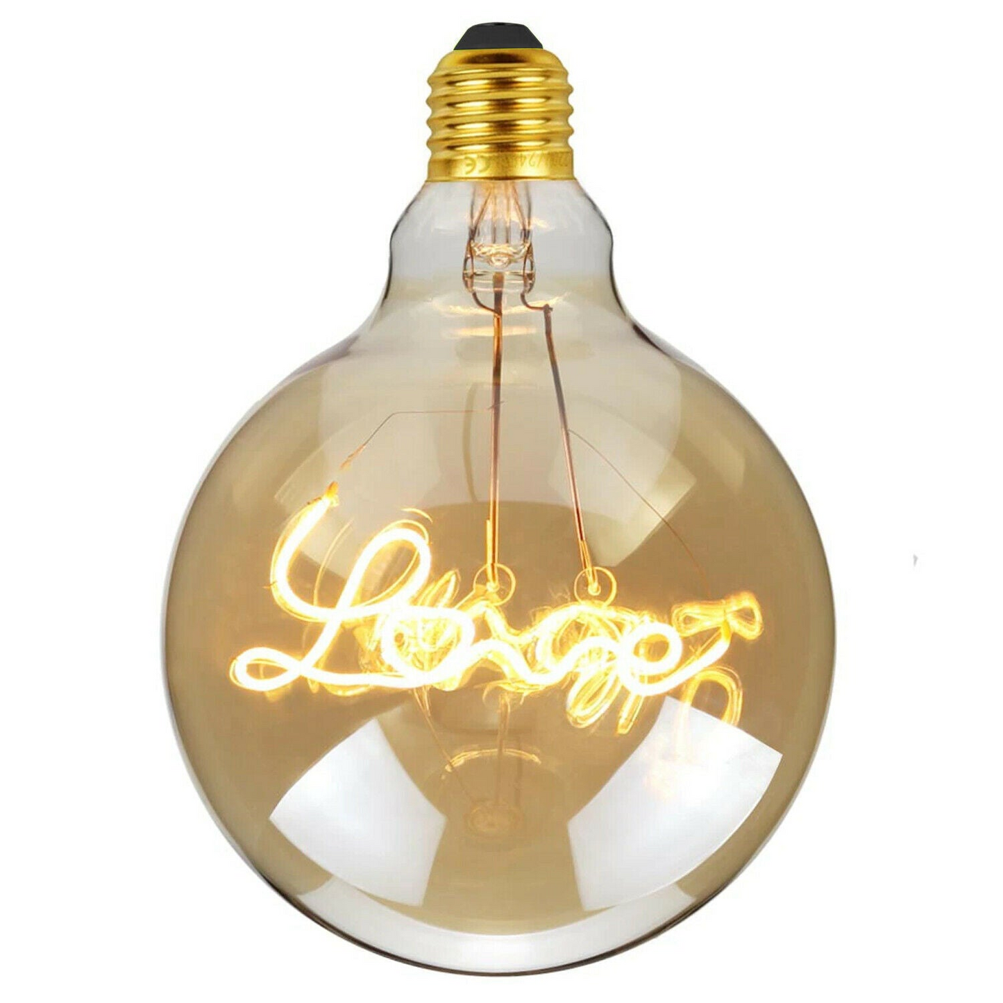 E27 LED Light Bulb G125 Love Filament Amber Glass Globe Warm White~1042