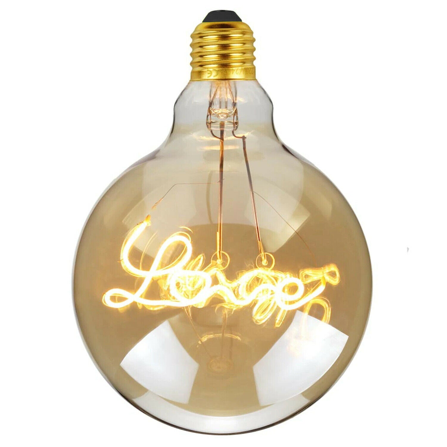 E27 LED Light Bulb G125 Love Filament Amber Glass Globe Warm White~1042