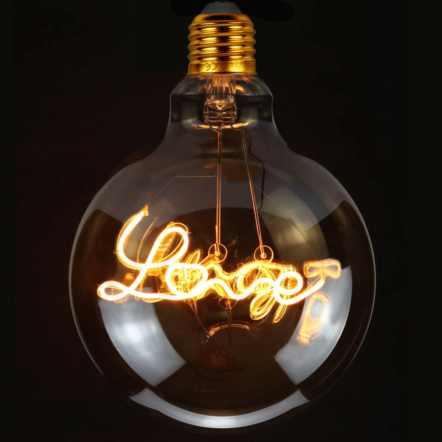 E27 LED Light Bulb G125 Love Filament Amber Glass Globe Warm White~1042