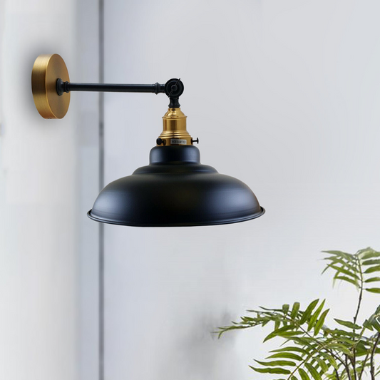 Black Shade With Adjustable Curvy Swing Arm Wall Light Fixture Loft Style Industrial Wall Sconce~3462