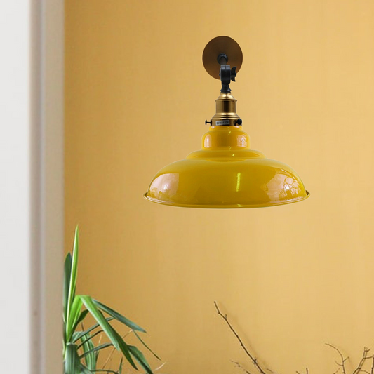 Yellow Shade With Adjustable Curvy Swing Arm Wall Light Fixture Loft Style Industrial Wall Sconce~3467