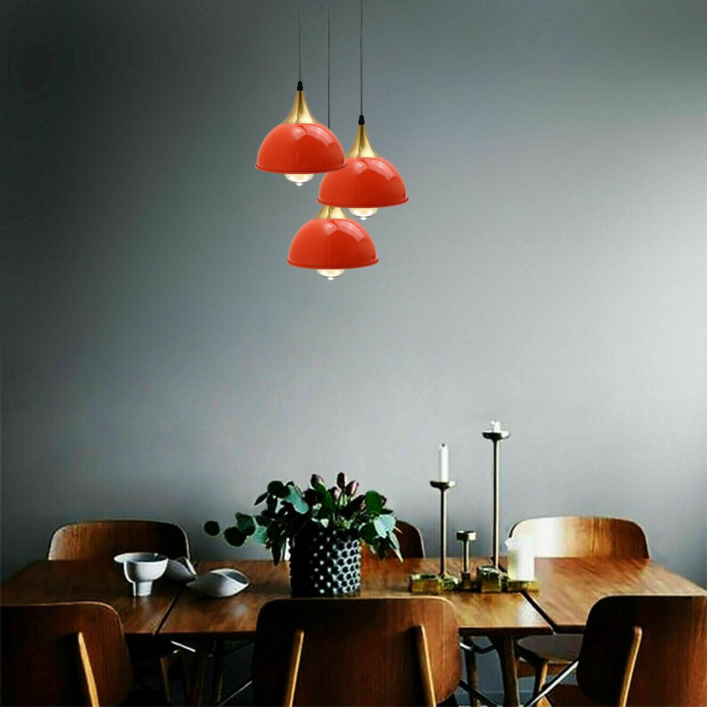 Orange 3 Way Vintage Industrial Metal Lampshade Modern Hanging Retro Ceiling Pendant Lights~3520