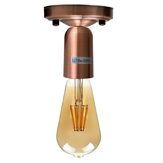 Vintage Retro Ceiling Light Modern Industrial Metal Flush Mount E27  Copper Holder