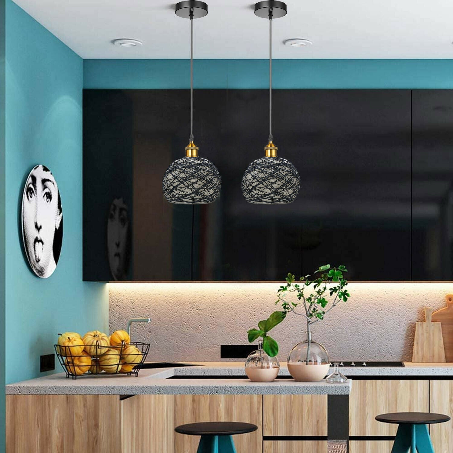Vintage Industrial Retro Style Modern Rattan Ceiling Pendant Light Lampshade~3553