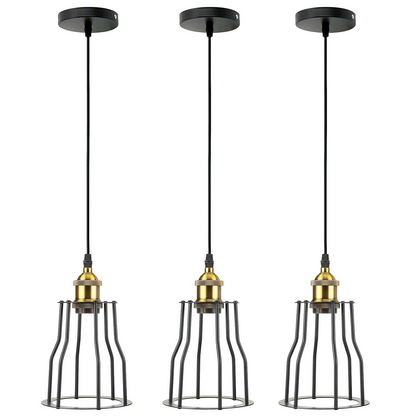 3 Pack Vintage Industrial Modern Retro Loft Cage Ceiling Lamp Cage Pendant Lights~3561