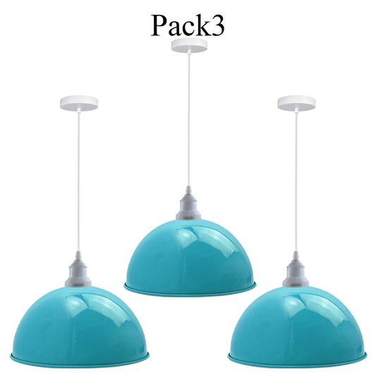 3 Pack Vintage Industrial Ceiling Light Blue Pendant Light Retro Loft Style Metal Shade Lamp~3571