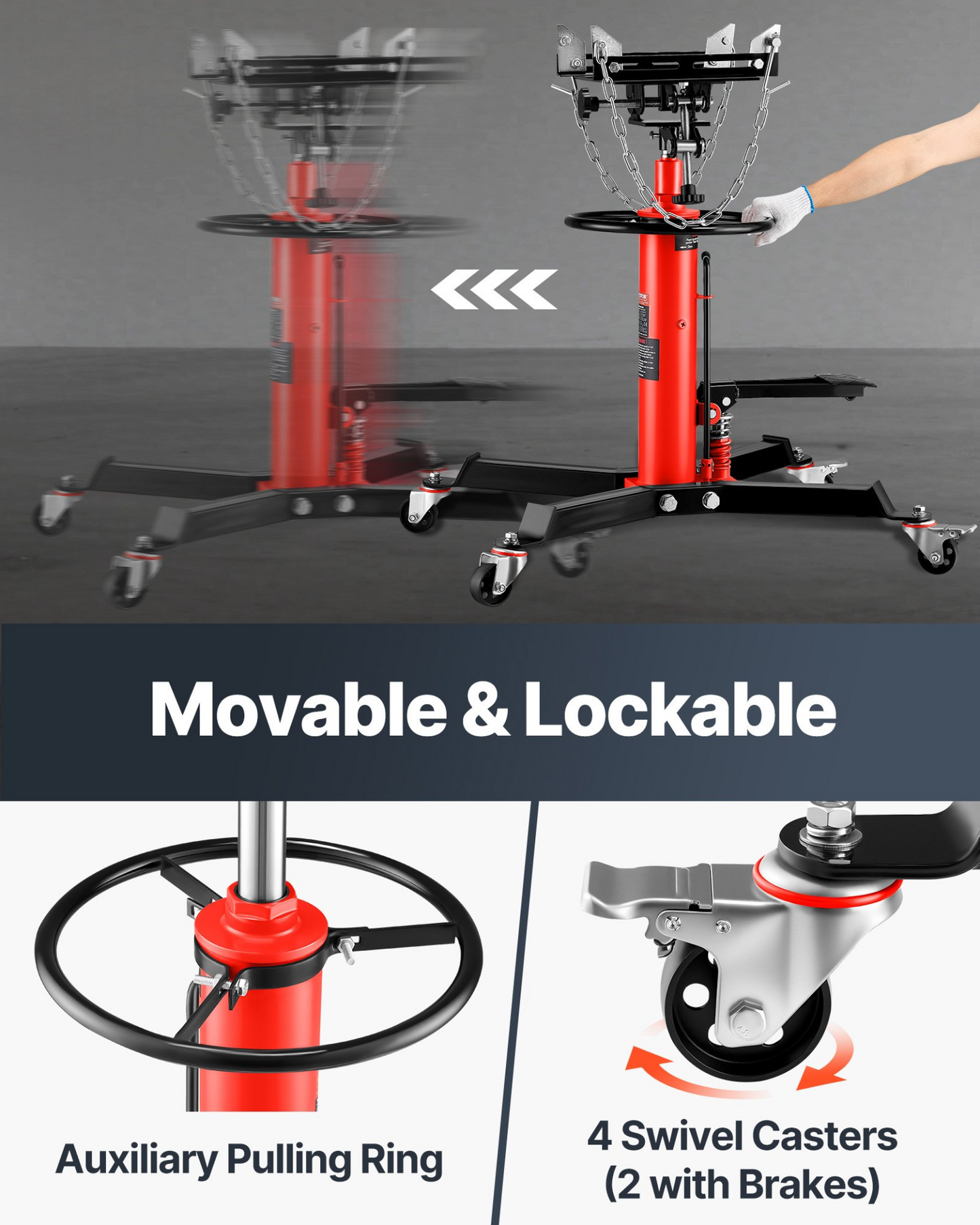 VEVOR Transmission Jack 1100 lbs 2-Stage Hydraulic High Lift Vertical Telescopic
